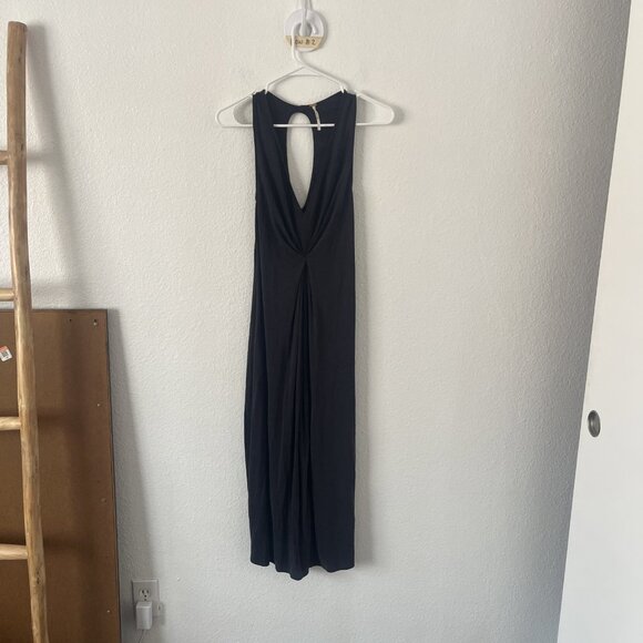 Free People Dress Womens SZ SMALL Black V-Neck Ribbed Long Beachy - Picture 1 of 7